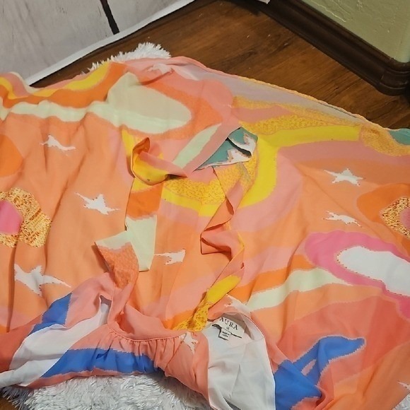 RED DRESS Aura Women M Halter Neck Tie Back Abstract Print Dress‎ NWT - Picture 5 of 5